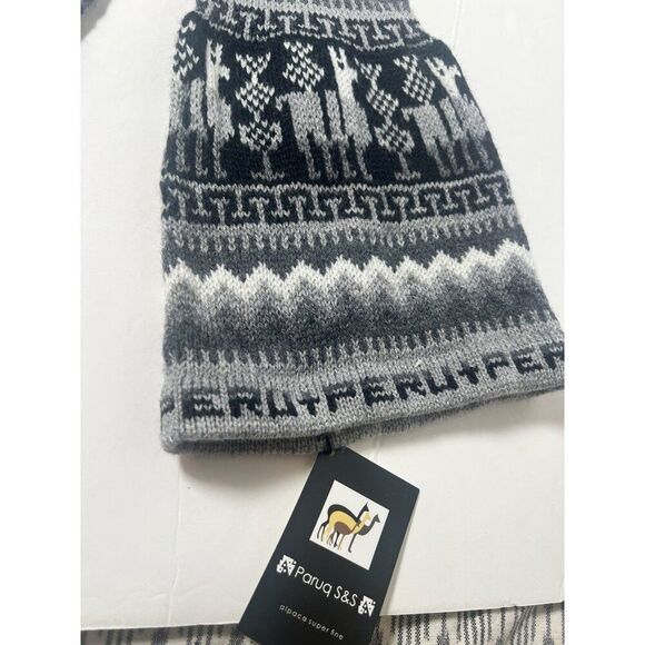 Paruq Luxury Alpaca Peruvian Long Beanie Hat Patterned One Sz NWT - Picture 3 of 5
